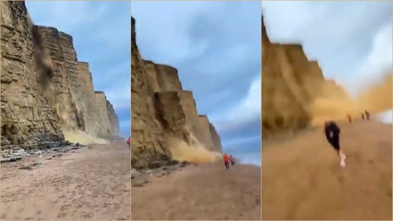 ‘Arratisje me fat’: Momenti kur disa turistë i mbijetojnë shembjes së një mase shkëmbore në një plazh të Anglisë
