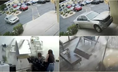 Shoferja e moshuar humb kontrollin e veturës dhe shkon e futet drejt në një sallon bukurie të Arizonës – duke tmerruar njerëzit brenda