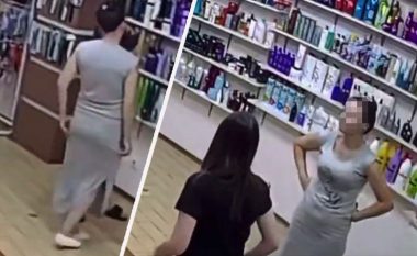Kamera regjistroi një skenë të paparë në një dyqan: Shikoni ku e fshehu gruaja shishen e vjedhur