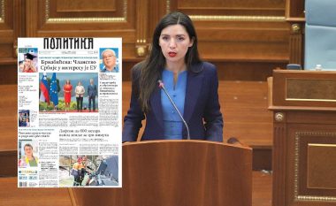 Deputetja Kurti: Pas linçimeve në Kosovë, Dejona Mihali pjesë e ballinës në gazetën kryesore të Beogradit