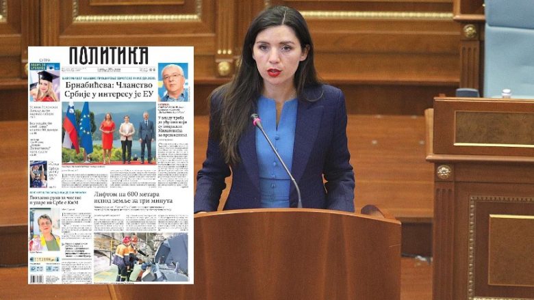 Deputetja Kurti: Pas linçimeve në Kosovë, Dejona Mihali pjesë e ballinës në gazetën kryesore të Beogradit