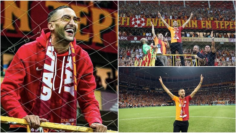 Prezantimi interesant i Ziyech te Galatasaray – ai u shfaq në tribunën e tifozëve dhe u bën udhëheq i tyre për disa momente