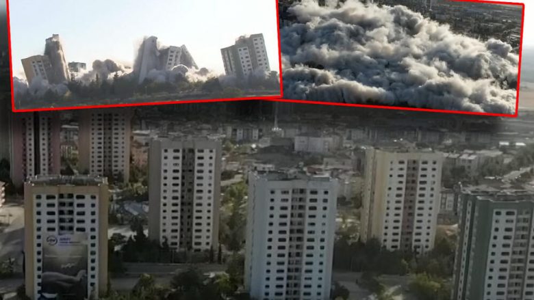 Momenti kur autoritetet – me shpërthim të kontrolluar – shembin nëntë ndërtesat e dëmtuara nga tërmeti shkatërrues në Turqi