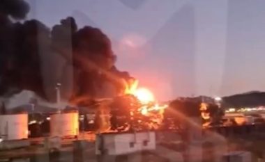 Rezervuari i naftës përfshihet nga zjarri në afërsi të aeroportit të Soçit