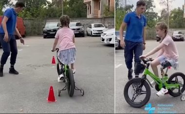 Kishte humbur njërën këmbë nga sulmet raketore ruse, ukrainasja 6-vjeçe falë protezës arrin të ngasë biçikletën