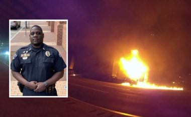 U përplas me veturë në mur dhe mjeti iu përfshi nga zjarri, polici në Karolinën e Veriut shpëton shoferin që kishte humbur vetëdijen