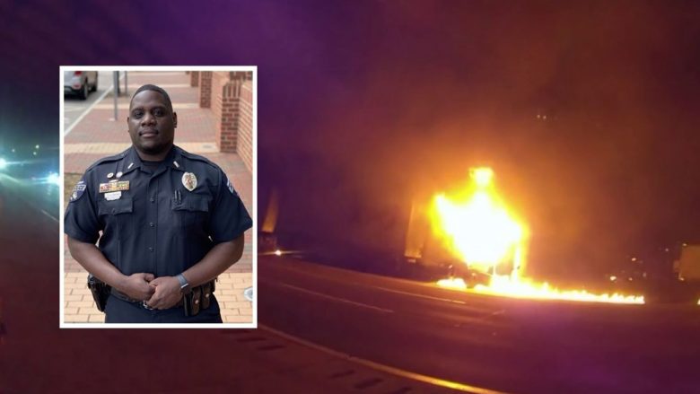 U përplas me veturë në mur dhe mjeti iu përfshi nga zjarri, polici në Karolinën e Veriut shpëton shoferin që kishte humbur vetëdijen