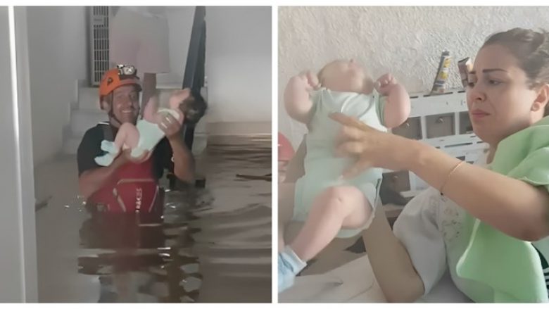 Një foshnjë shpëtohet nga përmbytjet në Greqi, shikoni skenën emocionuese