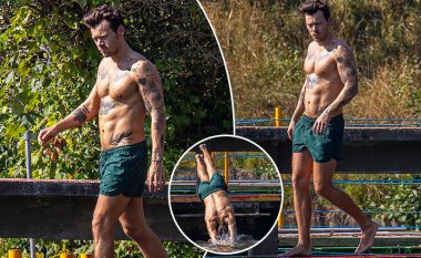 Harry Styles tregon trupin e tij muskuloz dhe të mbushur me tatuazhe gjatë një zhytje në pellg