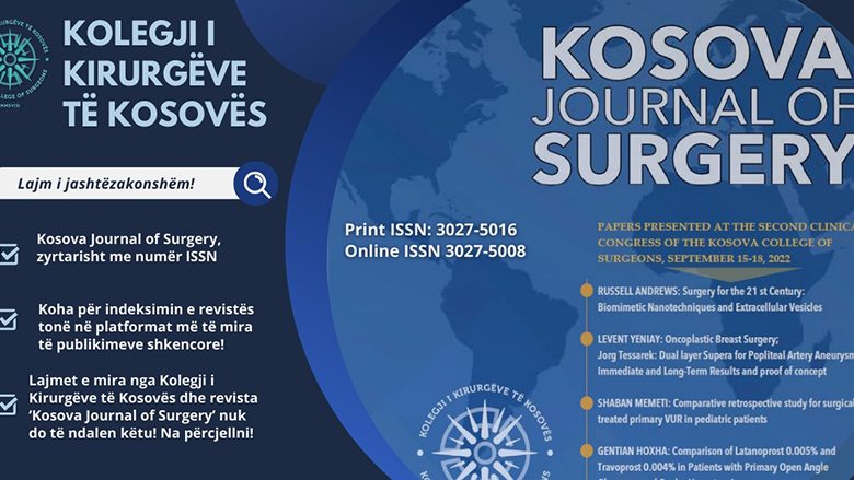 Kosova Journal of Surgery (KJS) zyrtarisht pajiset me numër ISSN