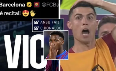 Provokim apo gabim i paqëllimshëm, faqet zyrtare të Barcelonës përmendin Cristiano Ronaldon dhe Ansu Fatin pas fitores ndaj Betis