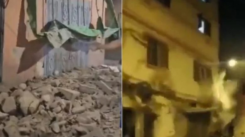 Momenti i shembjes së një ndërtese gjatë tërmetit të fuqishëm në Marok