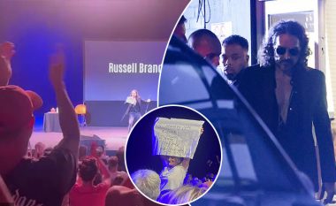 Russell Brand pritet me brohoritje nga fansat në koncertin në Wembley, përkundër akuzave të bujshme për sulm seksual nga katër gra