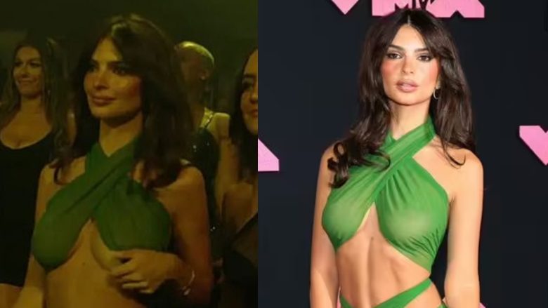 Emily Ratajkowski pëson një mosfunksionim të gardërobës gjatë MTV VMA