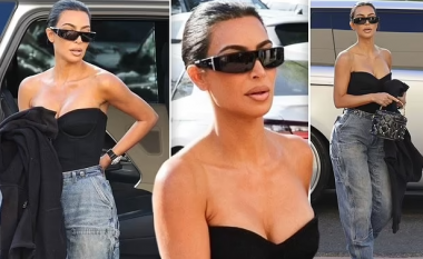Kim Kardashian thekson linjat e formësuara të trupit gjatë një tjetër paraqitje në Los Angeles