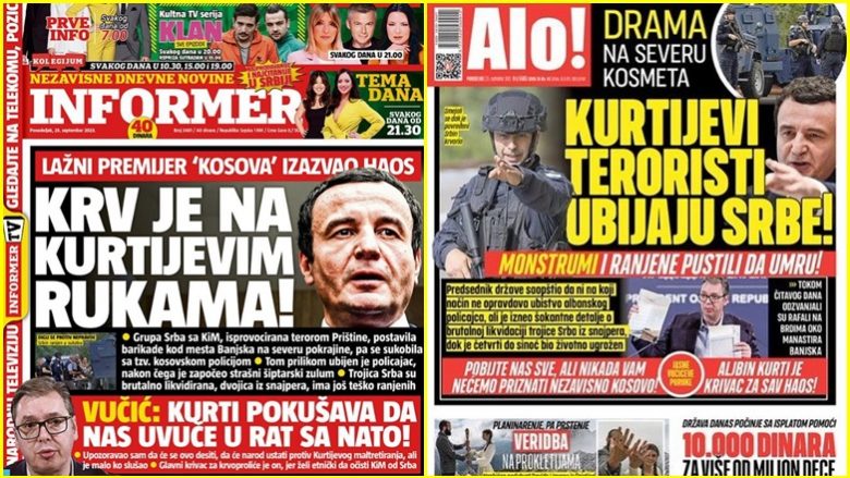 Disa media në Serbi ia bëjnë argatin pushtetit të Vuçiqit – ja si i prezantuan ngjarjet e fundit në veri në Kosovës