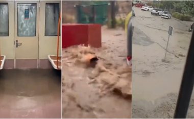 Linjat e metrosë, trenave dhe rrugëve janë bllokuar në disa pjesë të vendit pasi Spanja qendrore është goditur nga shiu i dendur