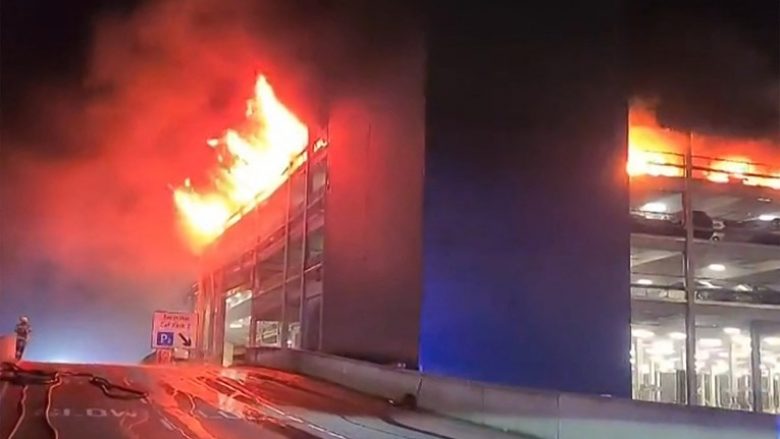 Aeroporti Luton i Londrës mbyllet për shkak të zjarrit në ndërtesën e parkingut – shembet pjesërisht objekti
