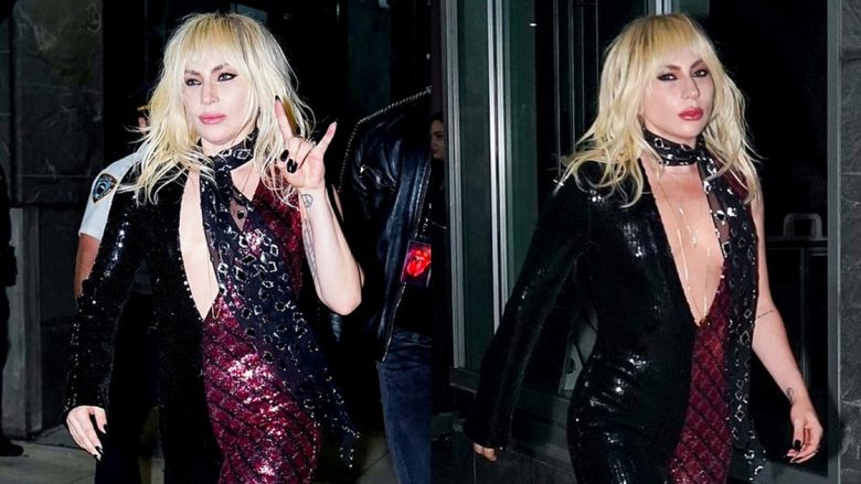 Lady Gaga duket si yll roku me një kostum mahnitës, ndërsa shkon në koncertin e “Rolling Stones” në New York