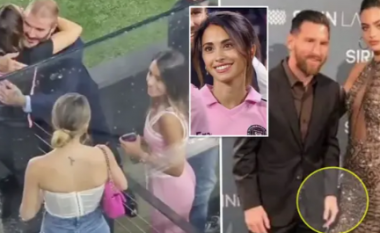Ndërkohë që Messi mban distancë me modelet, reagimi emocionues i Antonelas kur sheh David Beckham kapet në kamera
