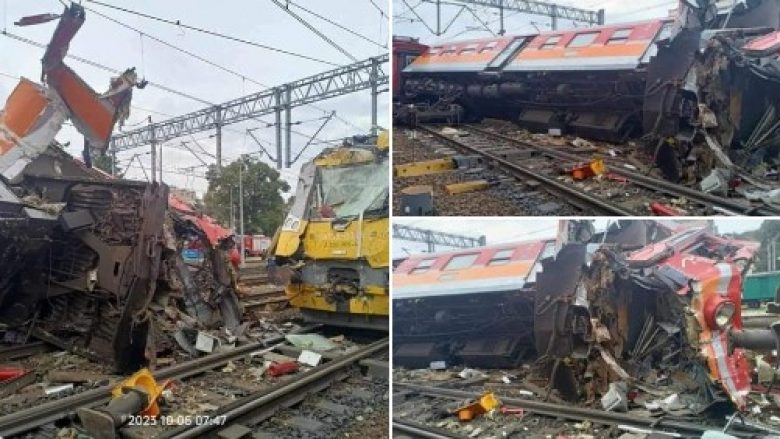 Pesë të lënduar pas një përplasjeje “kokë më kokë” ndërmjet dy trenave në Poloni – pamjet tregojnë dëmet e shkaktuara