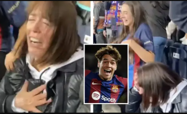 Reagimi emocionues dhe lot në tribuna nga prindërit e Marc Guiu pasi 17-vjeçari shënoi në debutim për t’i dhënë fitoren Barcelonës