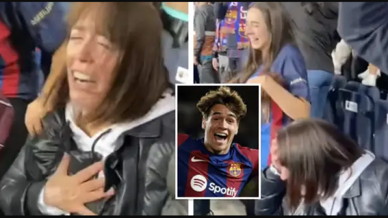 Reagimi emocionues dhe lot në tribuna nga prindërit e Marc Guiu pasi 17-vjeçari shënoi në debutim për t’i dhënë fitoren Barcelonës