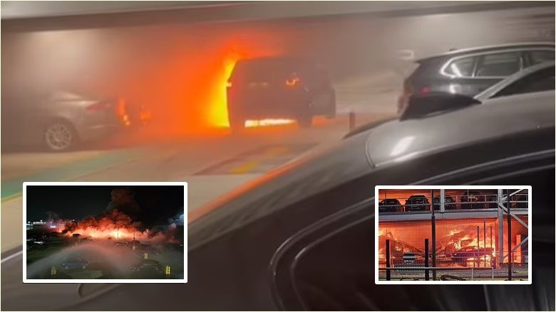 A është kjo makina që ndezi zjarrin masiv – nga ku u dëmtuan rreth 1,500 automjete – në parkingun e aeroportit Luton të Londrës?