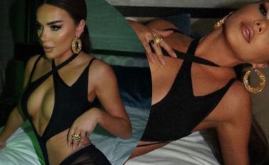 Tayna vjen me paraqitje provokuese në rrjete sociale, thekson linjat trupore në fustanin e zi