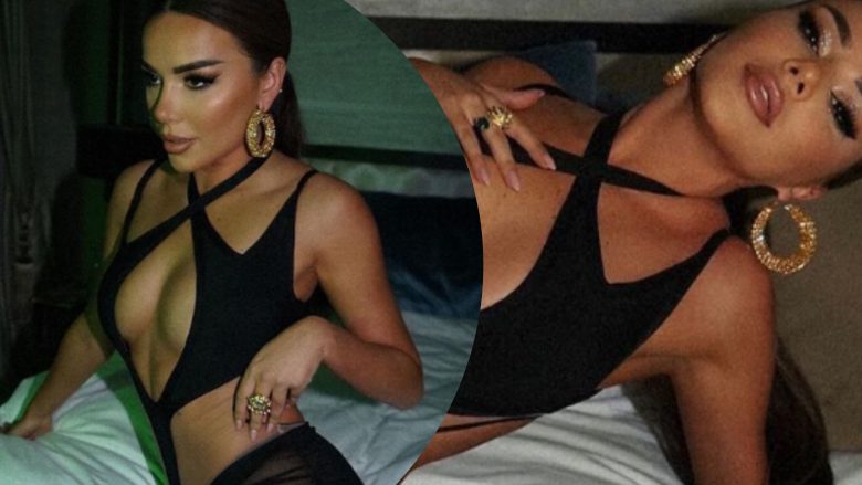 Tayna vjen me paraqitje provokuese në rrjete sociale, thekson linjat trupore në fustanin e zi