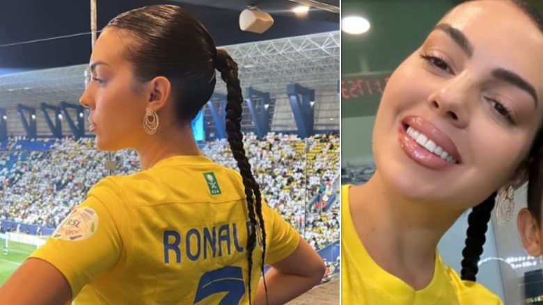 Në mbështetje të Cristiano Ronaldos – Georgina Rodriguez duket në formë të mirë në fotografitë nga stadiumi