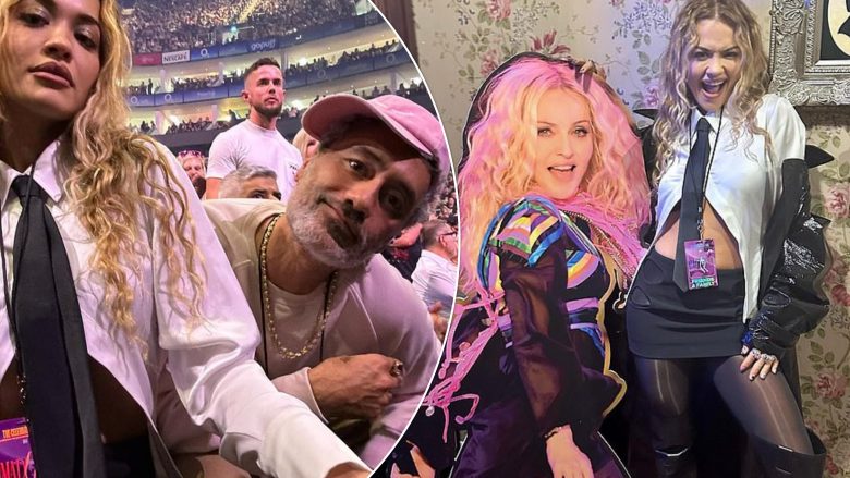 Rita Ora pozon plot stil pranë bashkëshortit Taika Waititi, teksa marrin pjesë në koncertin e Madonnas në Londër