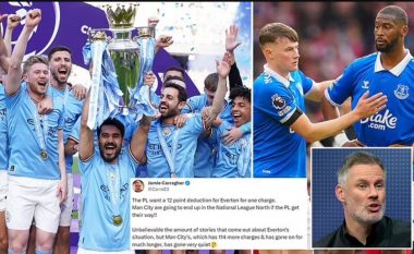 “Man City do të përfundojë në kategorinë e pestë”, legjenda angleze reagon ndaj lajmeve për zbritjen e 12 pikëve nga Evertoni