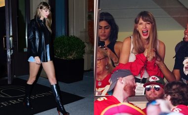 Taylor Swift tregon këmbët e saj të tonifikuara me pantallona të shkurtra dhe çizme deri tek gjuri teksa largohet nga një klub privat