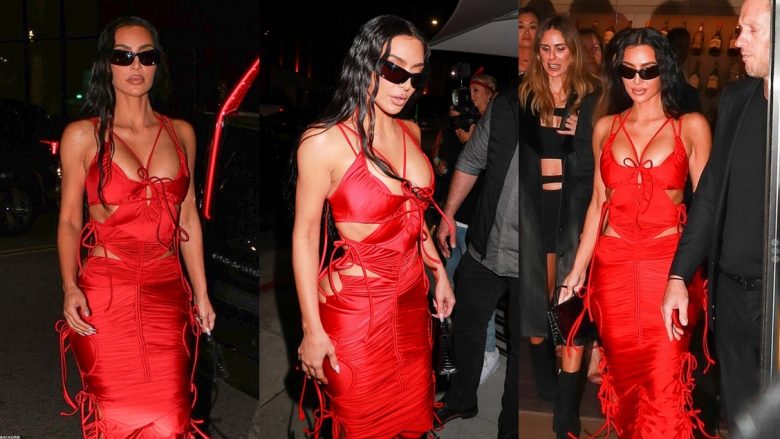 Kim Kardashian ka magjepsur me një fustan të kuq joshës, teksa arrin në festën e ditëlindjes së saj