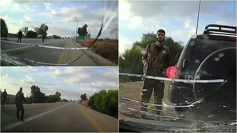 Pamje që thuhet se tregojnë momentin kur militantët e Hamasit hapin zjarr ndaj shoferit i cili “u përpoq të arratisej nga sulmet e tyre”