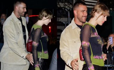 I dashuri i ri i Taylor Swift, Travis Kelce nuk mund t’i mbajë duart larg saj ndërsa ajo del me bluzë transparente dhe minifund