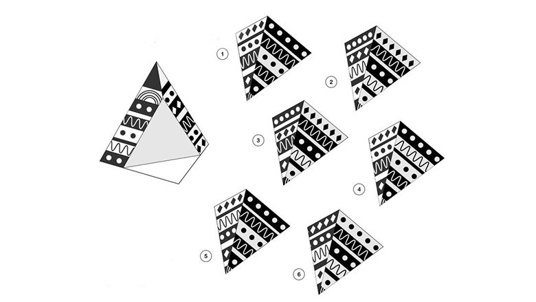 Një ilustrim që ka habitur dashamirët e enigmës: A mund ta gjeni pjesën që përshtatet në piramidë?