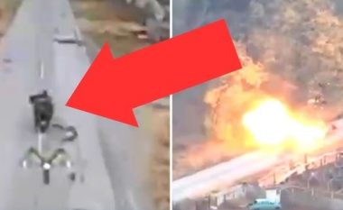 Po tentonin të iknin me motoçikletë, rusët po lëviznin me shpejtësi të madhe – por nuk i shpëtuan dronit kamikaz