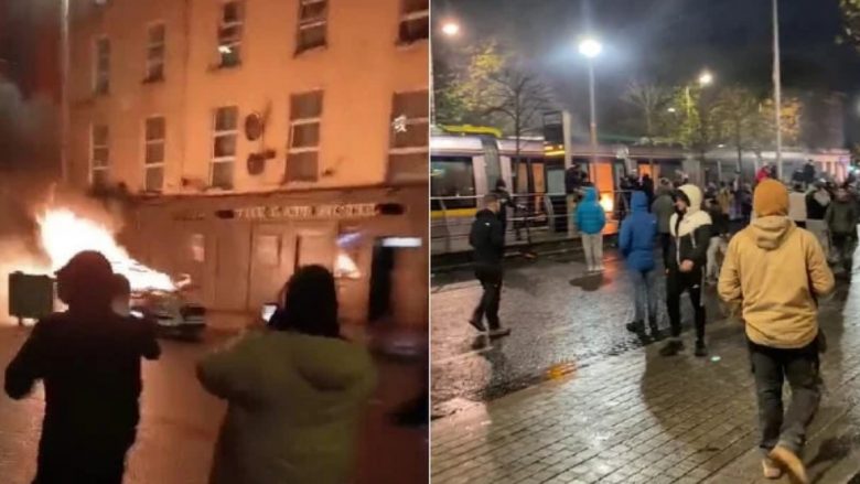 Kaos në Dublin pas sulmit të armatosur – protestuesit djegin autobusë, tramvaje dhe automjete