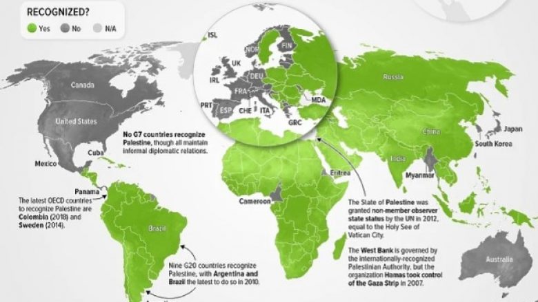 Sa vende në botë e kanë njohur si shtet Palestinën?