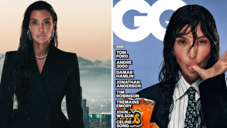 Kim Kardashian pozon me kostum për kopertinën e revistës për meshkuj “GQ Man of the Year 2023”