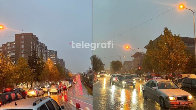 Reshjet e shiut shkaktojnë rrëmujë në rrugët e Prishtinës