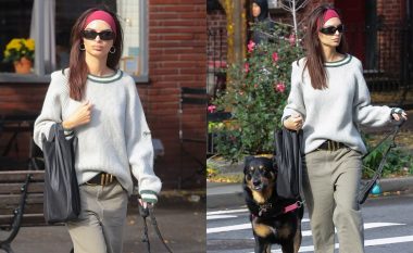 Emily Ratajkowski rikthen një trend klasik “Y2K”, gjatë shëtitjes së qenve në New York