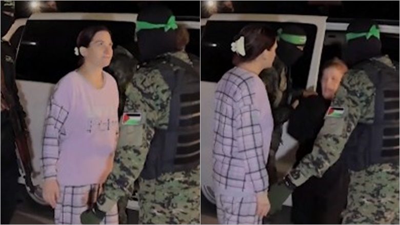 Ajo po konsiderohet si ‘hero’: Momenti kur gruaja izraelite ‘ia nguli sytë’ militantit të maskuar dhe me automatik të Hamasit, teksa po lirohej pas 53 ditësh e mbajtur peng