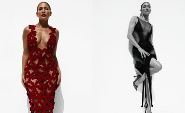 Jennifer Lopez del e zhveshur nën një fustan të kuq me dantella, për kopertinën “Women In Hollywood” të “ELLE”