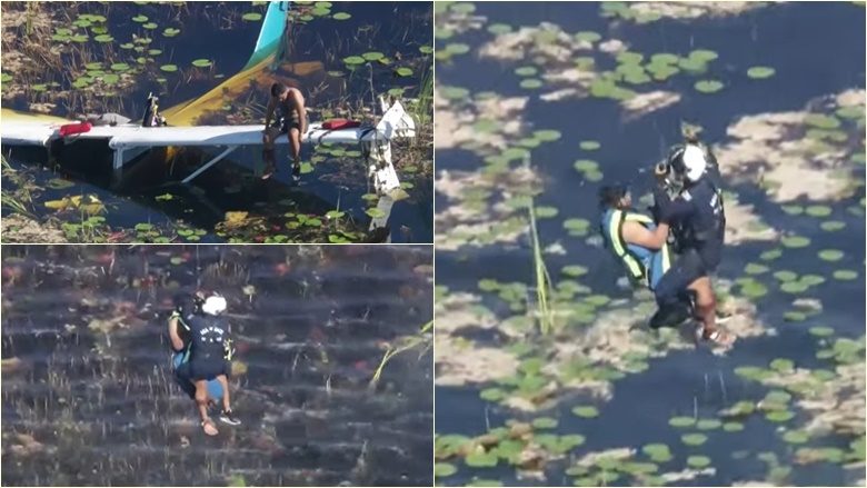 Shpëtohet piloti që qëndroi disa orë në krahun e një aeroplani që ra në një zonë të mbushur me aligatorë dhe mushkonja në Florida