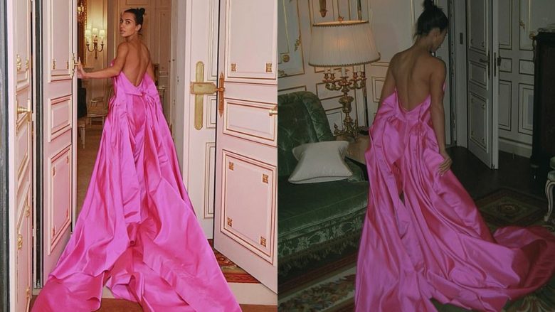 Kim Kardashian duket si një princeshë me një fustan rozë Balenciaga, gjatë një veshjeje magjepsëse në Paris