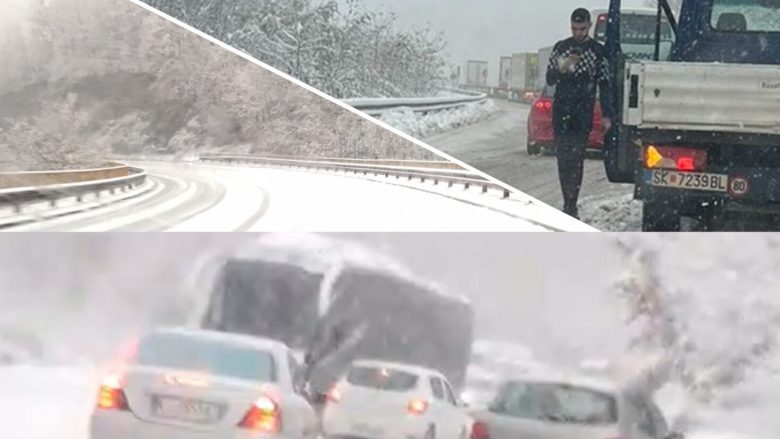 Kaos në Strazhë, reshjet e borës bllokojnë disa kamionë dhe makina