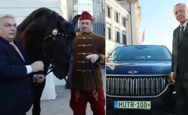 Orban dhe Erdogan shkëmbejnë dhurata në Budapest, lideri turk ia prezanton veturën Togg – e ai hungarez ia jep një kalë